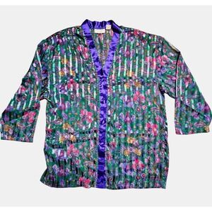 Victoria's Secret Sheer Stripe Floral Sleepshirt Nightshirt Gold Label Womens M‎